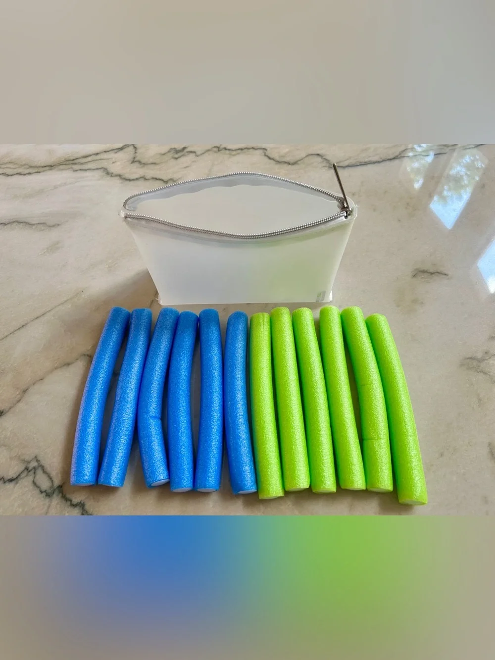 Blue and Green Foam Hair Rollers Set